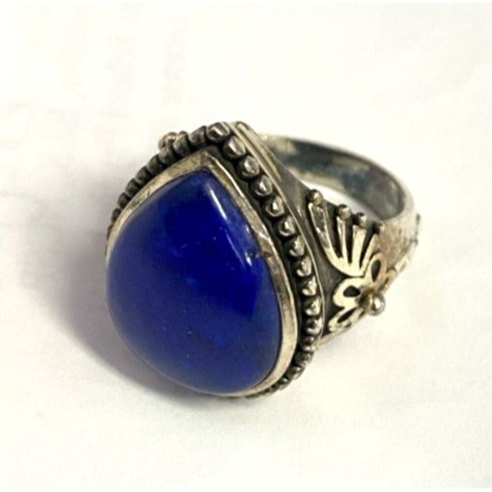 Doug Paulus Sterling Silver Lapis Lazuli Drop Ring Blue 8.5 Vintage